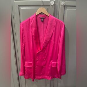 NWOT Victoria Secret HOT pink double breasted satin blazer